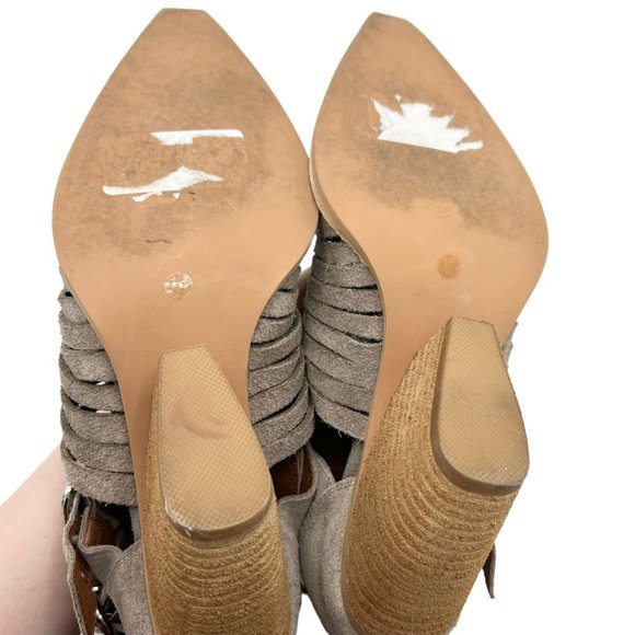 Jeffrey Campbell x Free People Travis Taupe Suede Buckle Heeled Boots - Picture 8 of 11